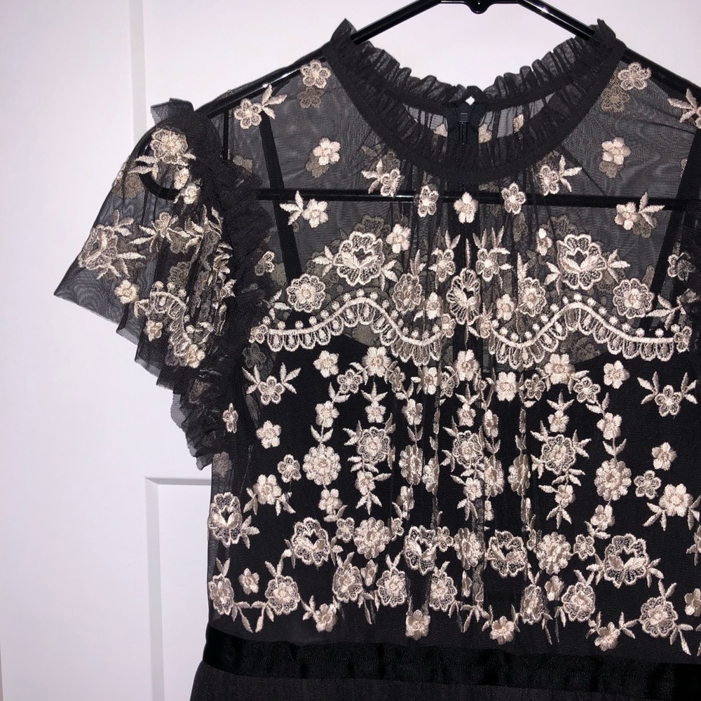 Needle & Thread embroidered bodice tulle midi dress - Picture 6 of 8
